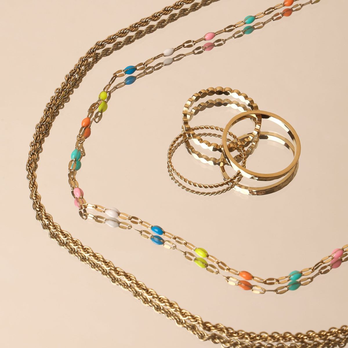 Painted Rainbow Bead Choker