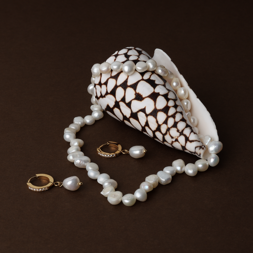 Zirconia Hoops with Baroque Pearl