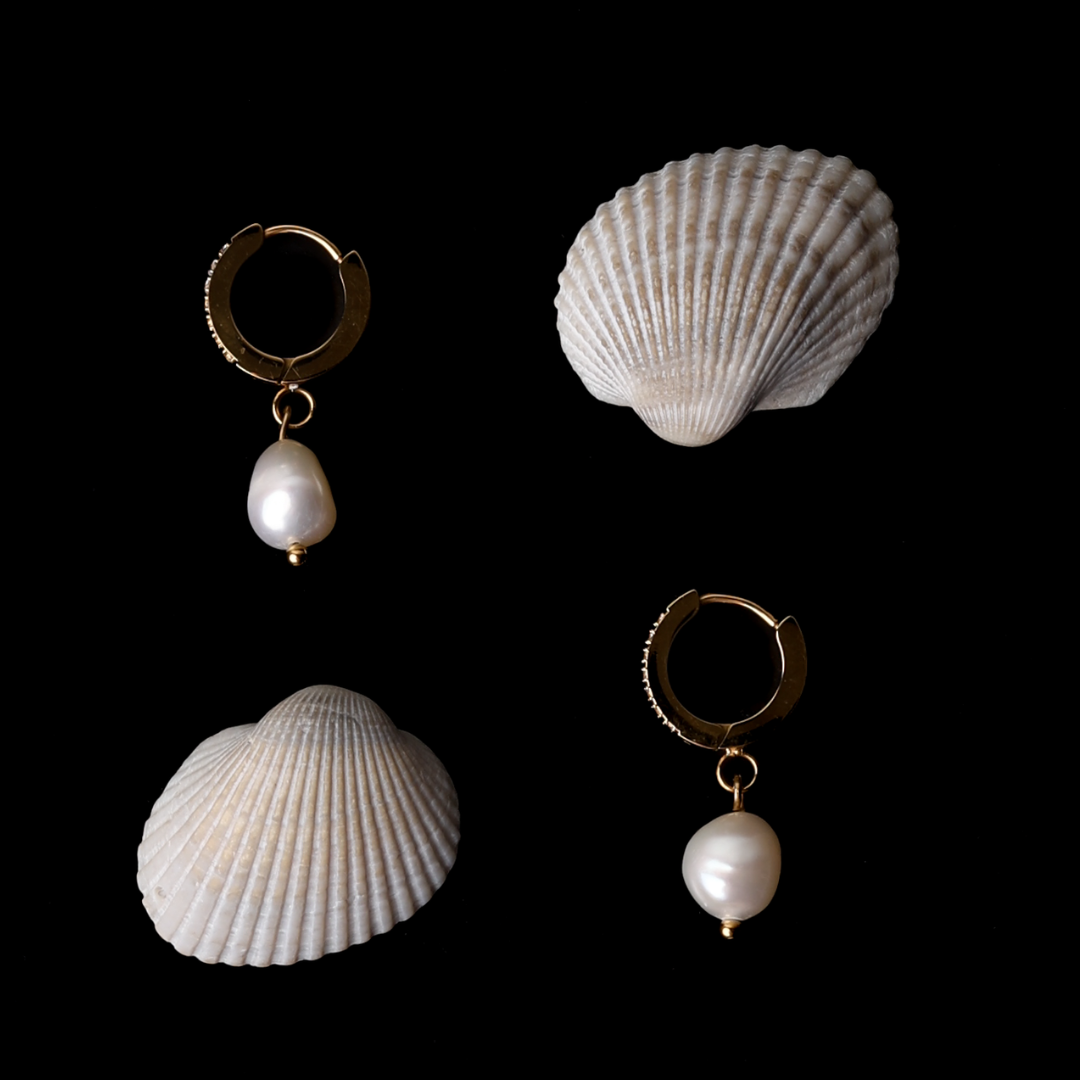 Zirconia Hoops with Baroque Pearl