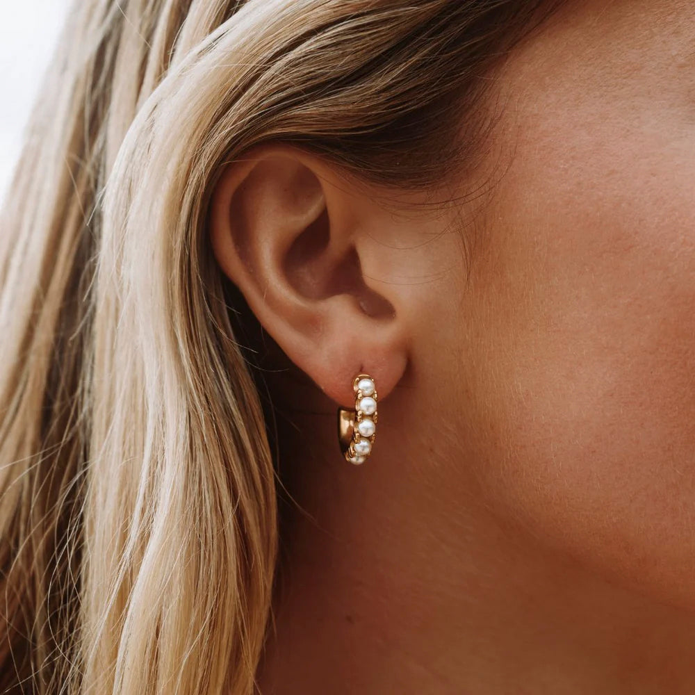 Mother-of-Pearl Huggie Hoops