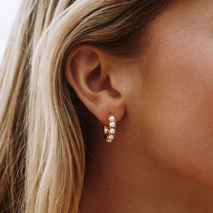 Mother-of-Pearl Huggie Hoops