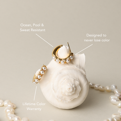 Mother-of-Pearl Huggie Hoops