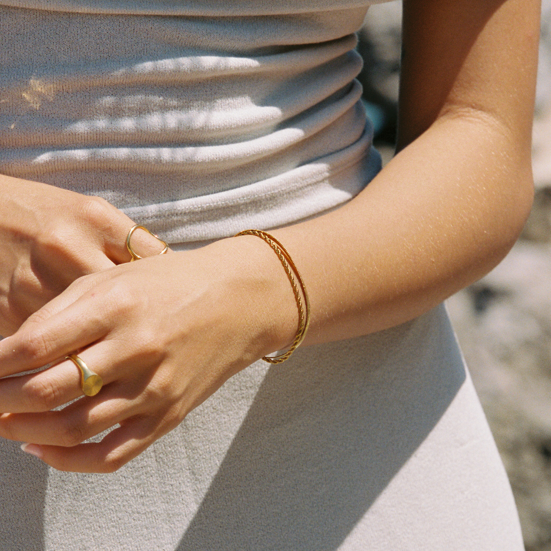Herringbone & Rope Layered Bracelet
