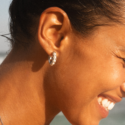 Mother-of-Pearl Huggie Hoops