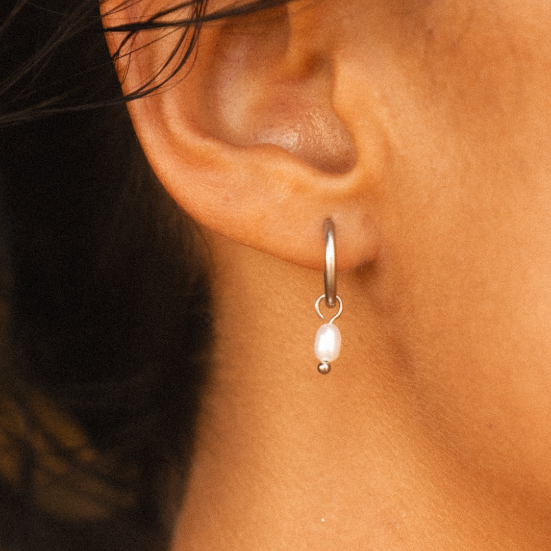 Pearl Drop Huggie Hoops