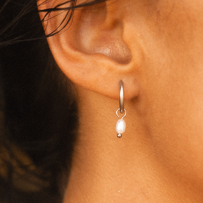 Pearl Drop Huggie Hoops