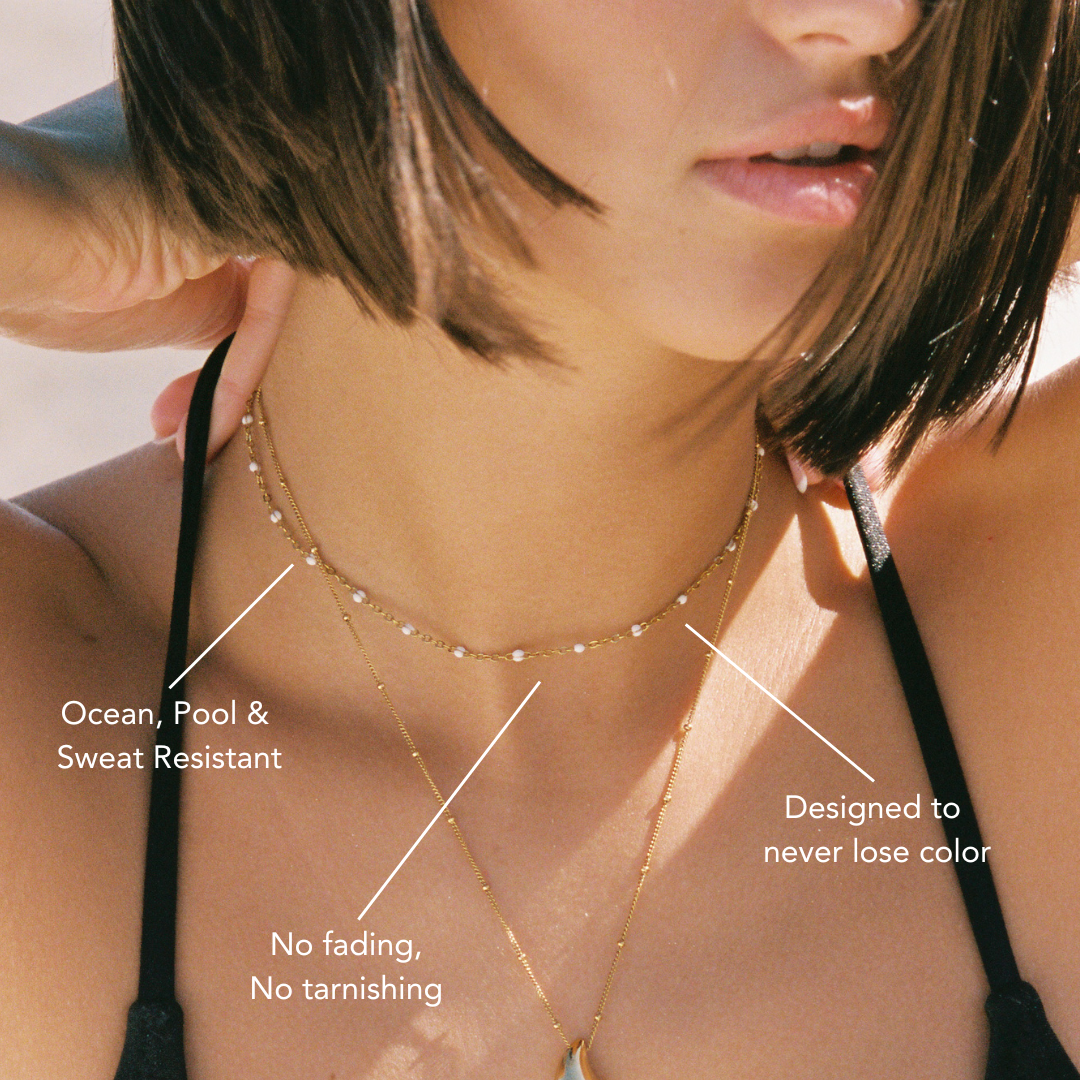 White Enamel Dot Choker