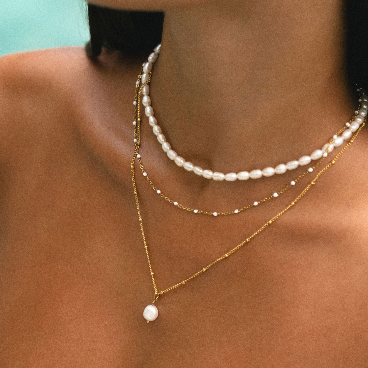 White Enamel Dot Choker