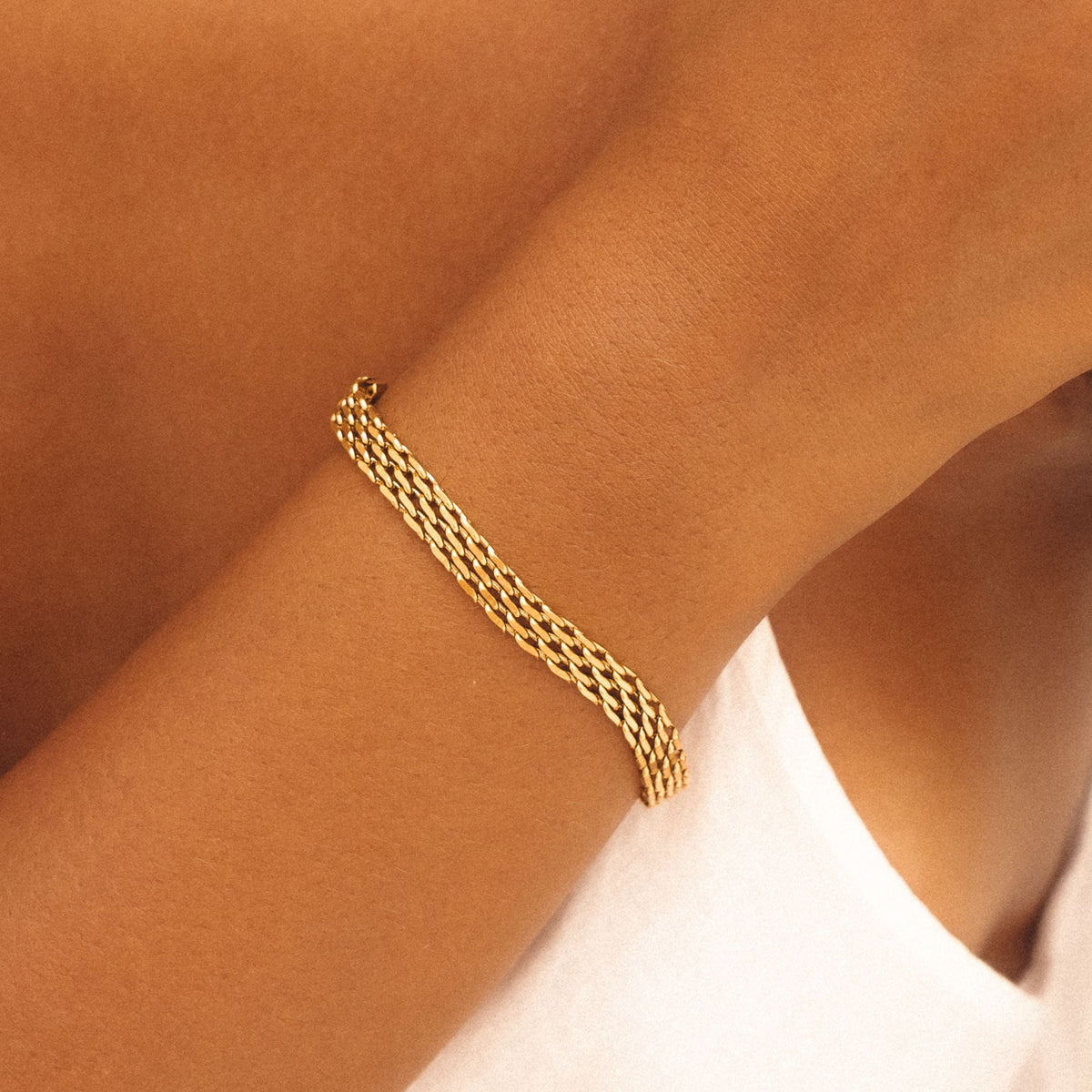 Wide Woven Gold Bracelet