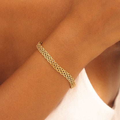 Wide Woven Gold Bracelet