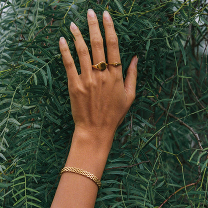 Wide Woven Gold Bracelet