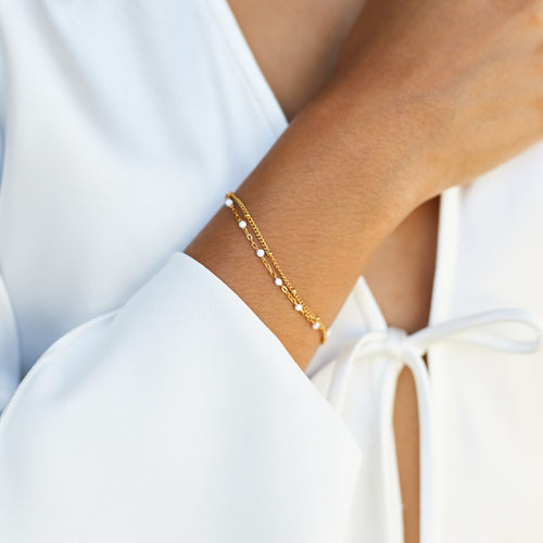 Double Strand White Bead Bracelet