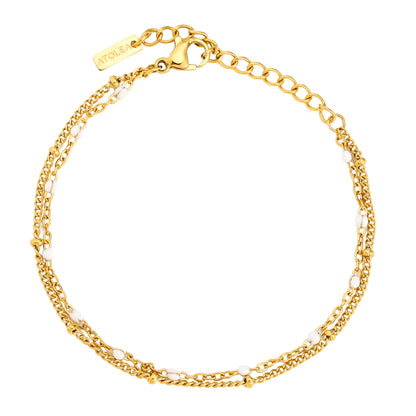 Double Strand White Bead Bracelet