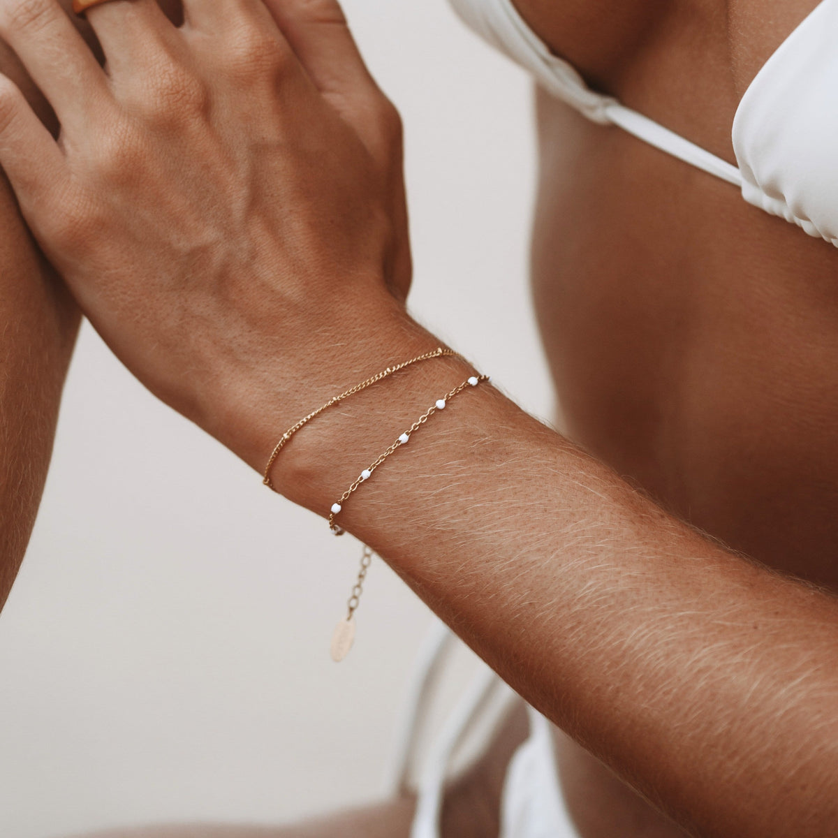 Double Strand White Bead Bracelet