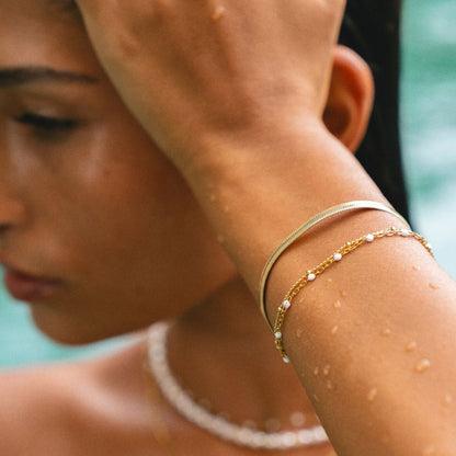 Double Strand White Bead Bracelet