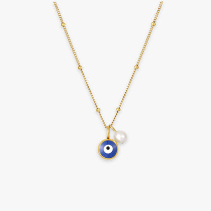 Evil Eye & Pearl Charm Necklace