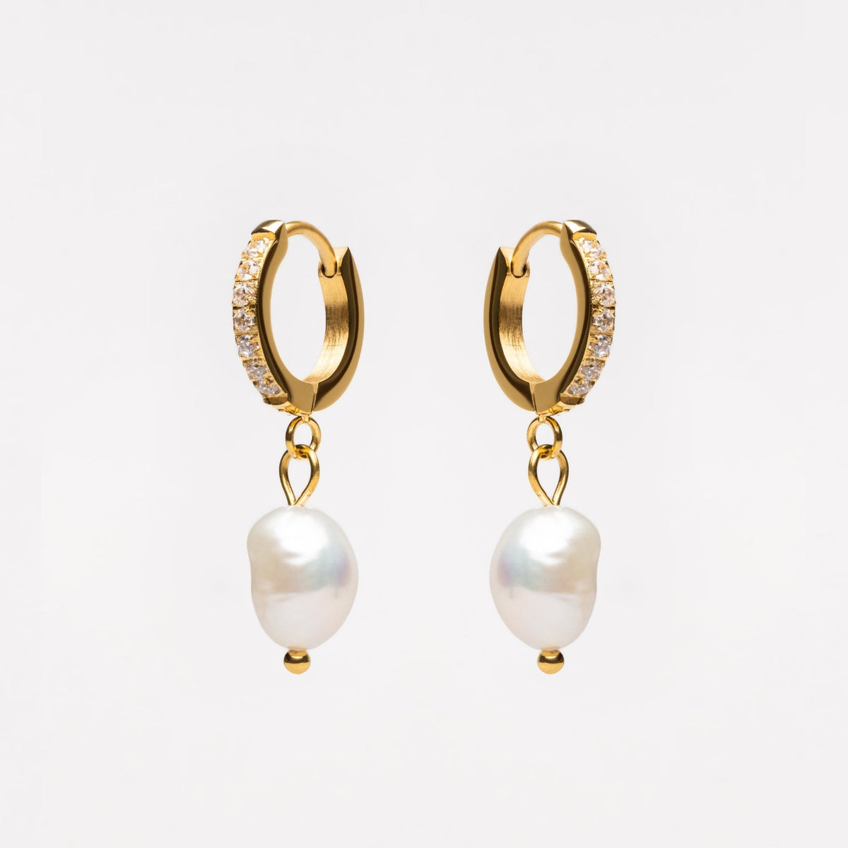 Zirconia Hoops with Baroque Pearl