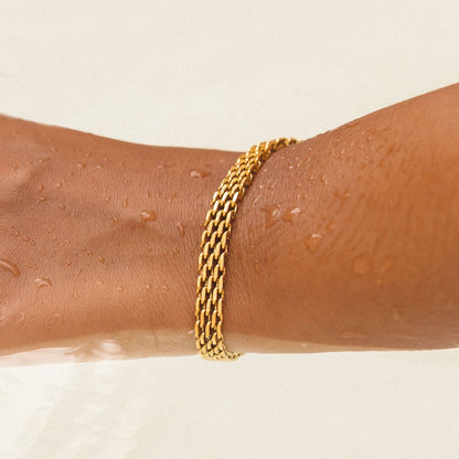 Wide Woven Gold Bracelet