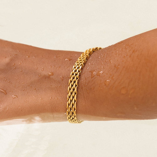 Wide Woven Gold Bracelet