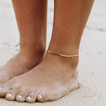 Liquid Gold Herringbone Anklet