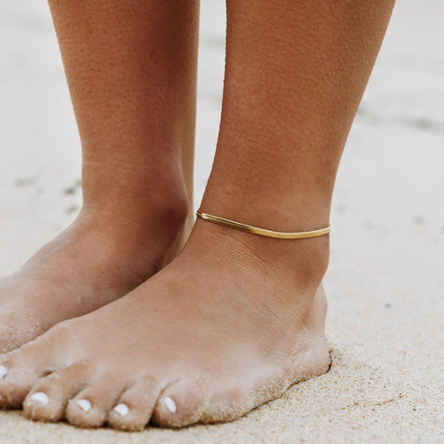 Liquid Gold Herringbone Anklet