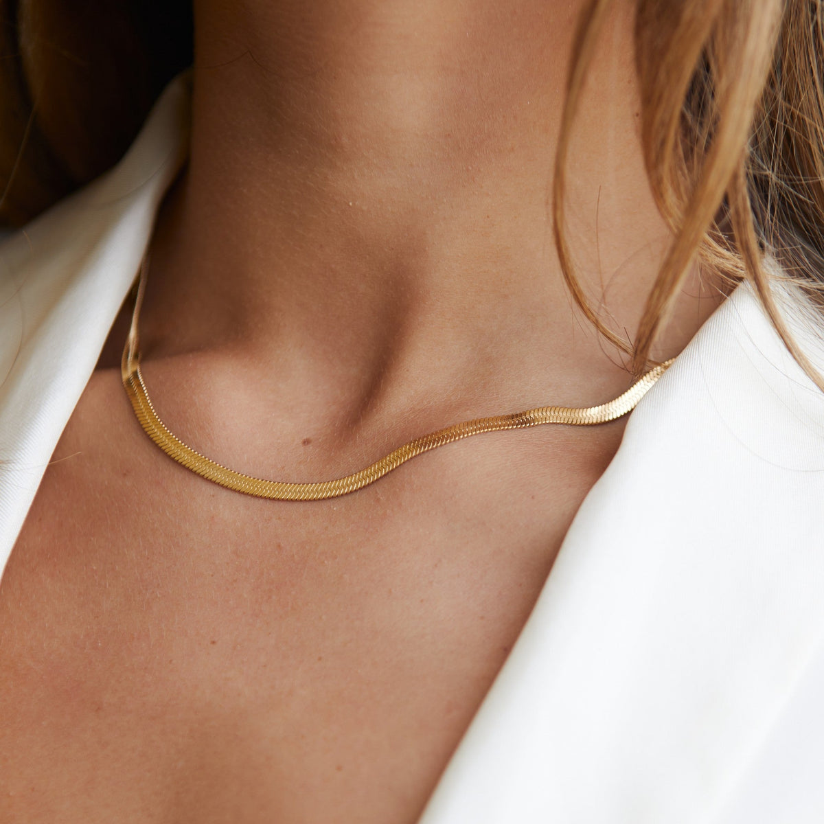 Liquid Gold Herringbone Choker