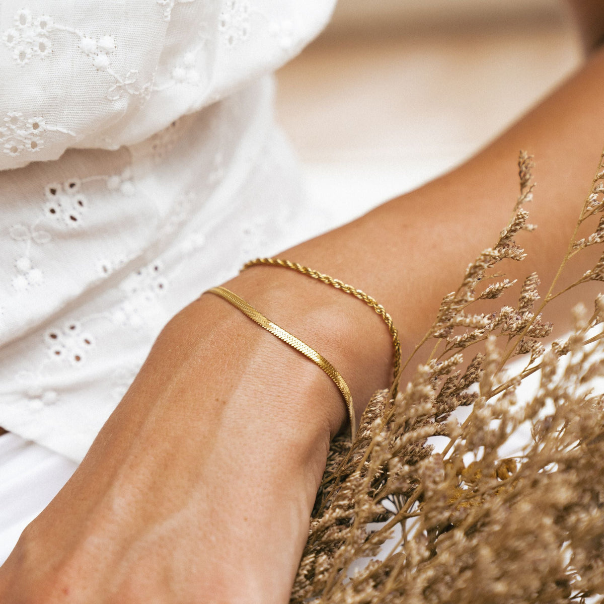 Herringbone & Rope Layered Bracelet