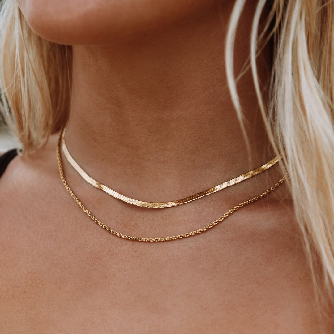 Herringbone & Rope Layered Necklace