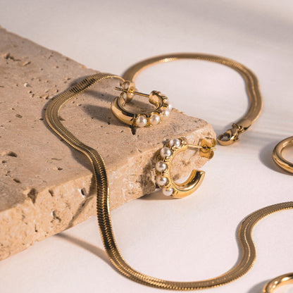 Mother-of-Pearl Huggie Hoops