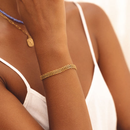 Wide Woven Gold Bracelet