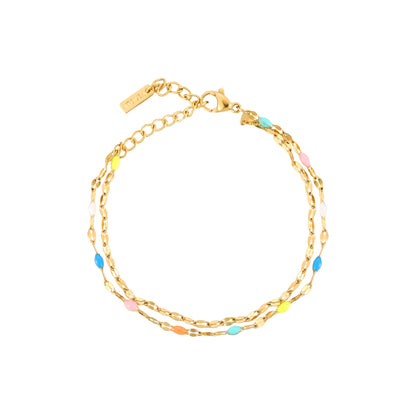 Painted Rainbow Bead Bracelet