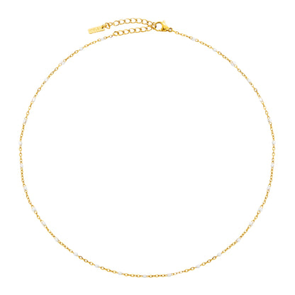 White Enamel Dot Choker
