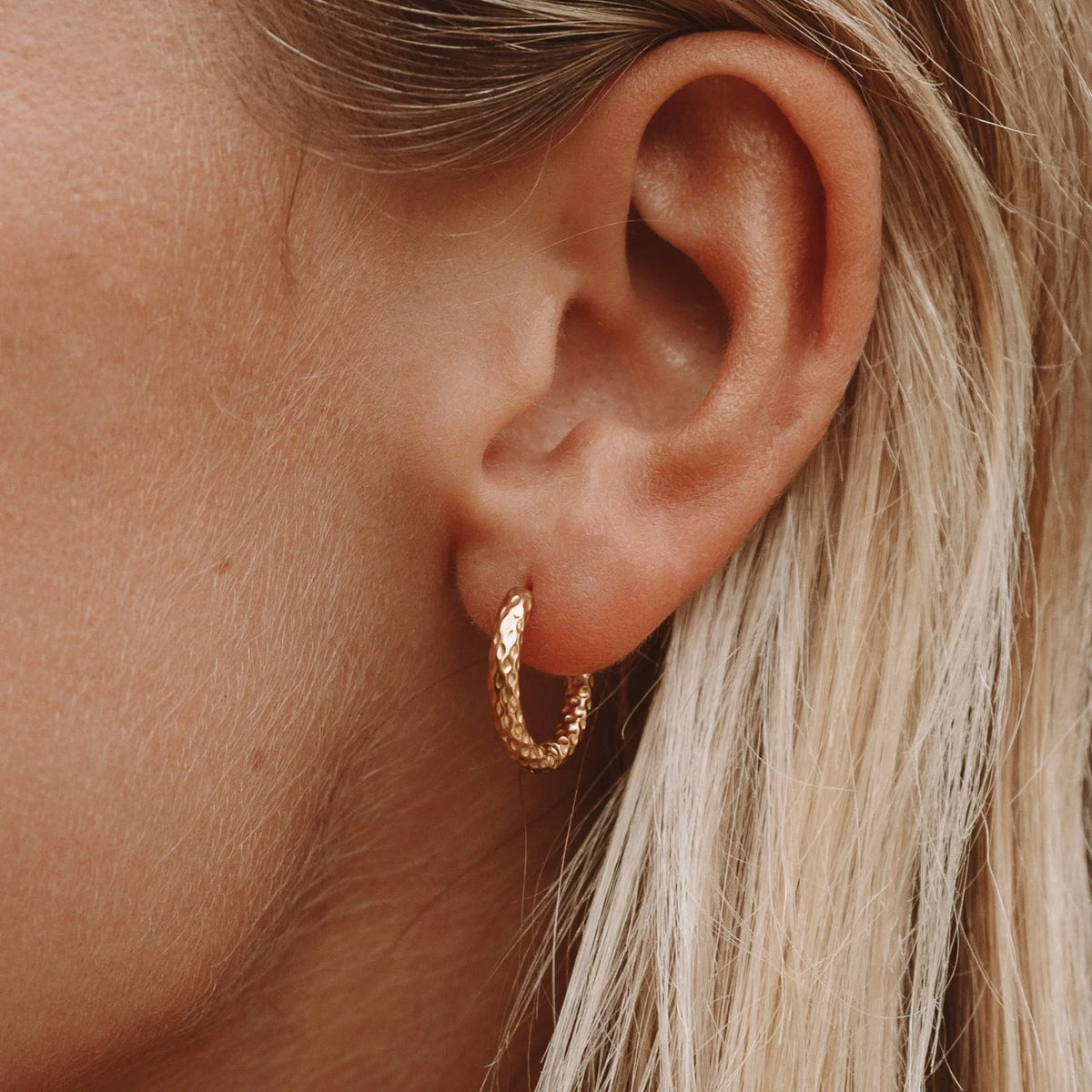Textured Hammered Hoops