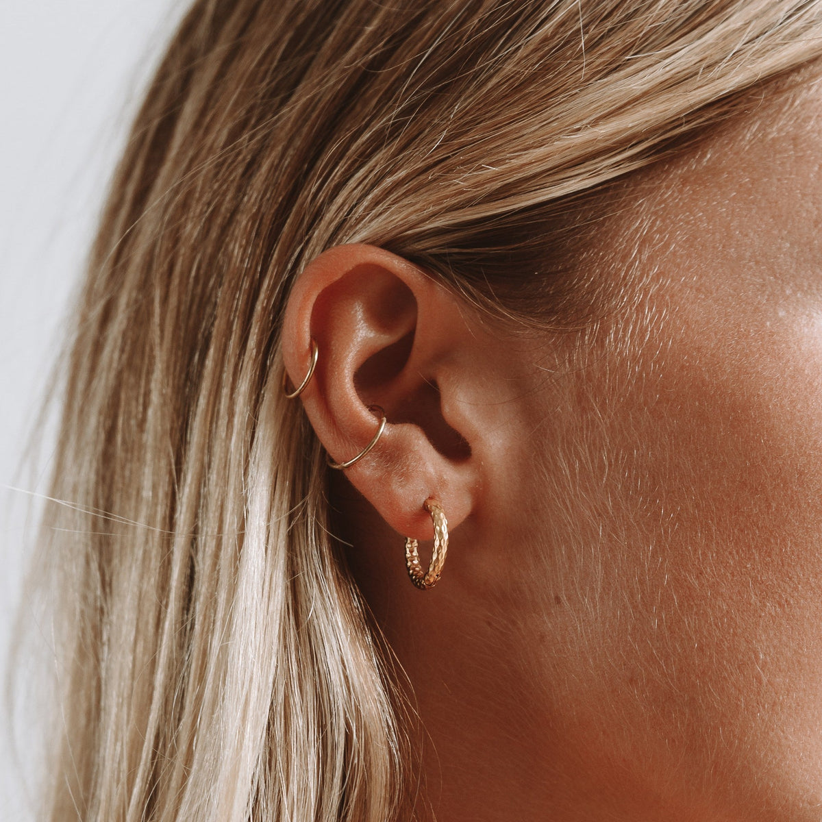 Textured Hammered Hoops