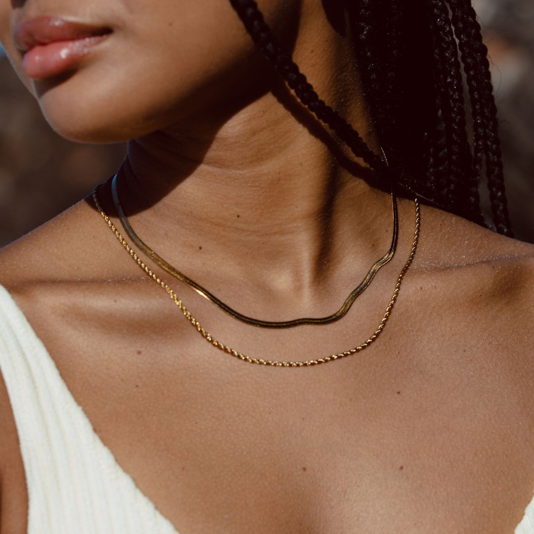 Herringbone & Rope Layered Necklace