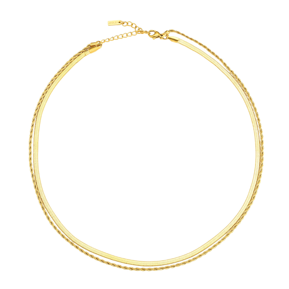 Herringbone & Rope Layered Necklace