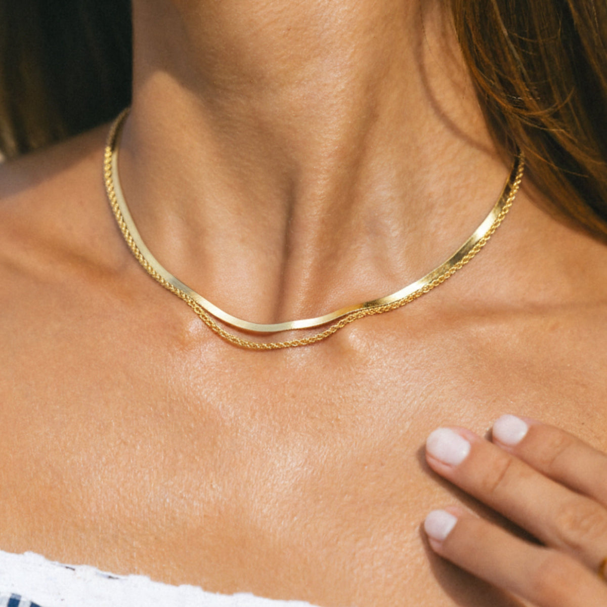 Herringbone & Rope Layered Necklace