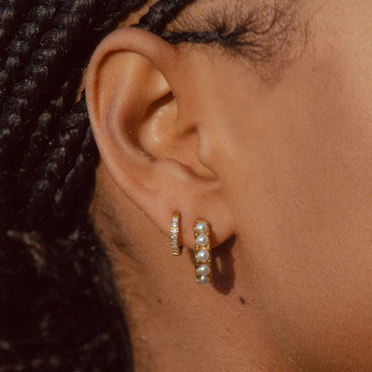 Mother-of-Pearl Huggie Hoops