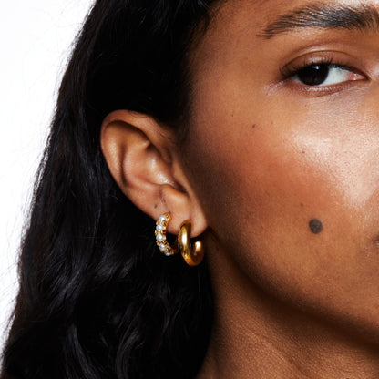 Mother-of-Pearl Huggie Hoops