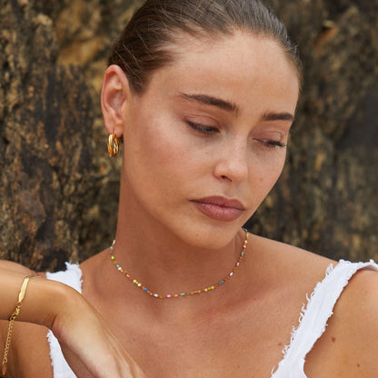Painted Rainbow Bead Choker