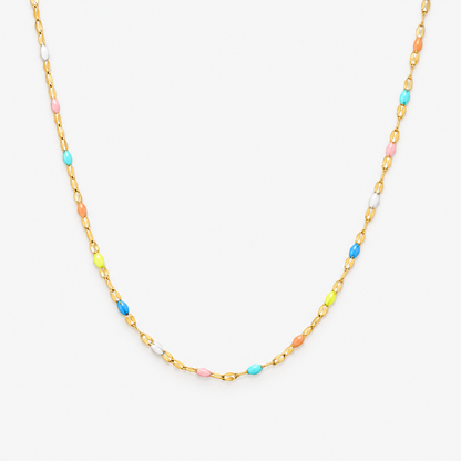 Painted Rainbow Bead Choker