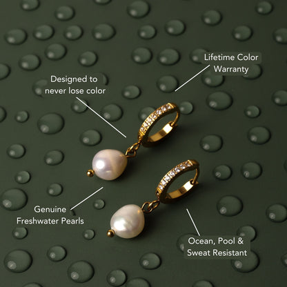 Zirconia Hoops with Baroque Pearl