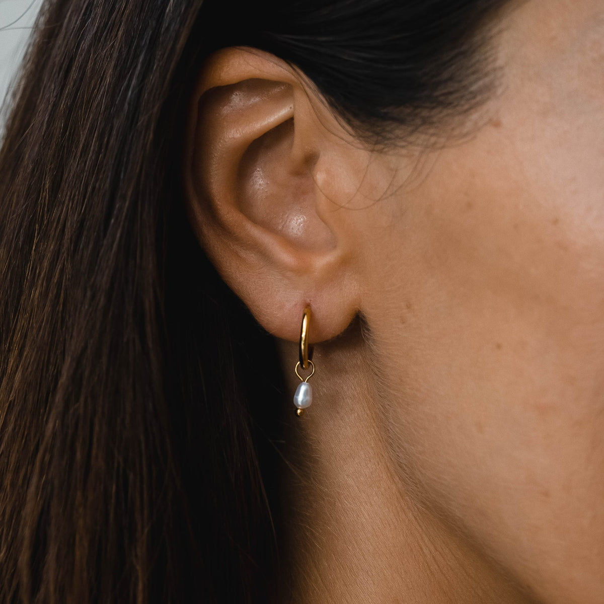 Pearl Drop Huggie Hoops