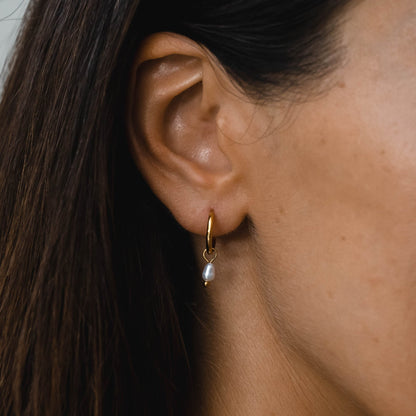 Pearl Drop Huggie Hoops