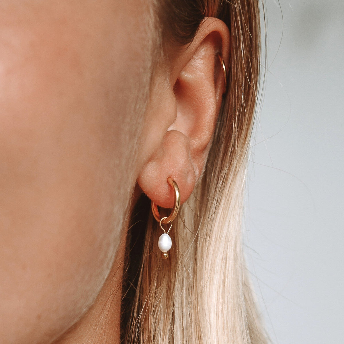 Pearl Drop Huggie Hoops