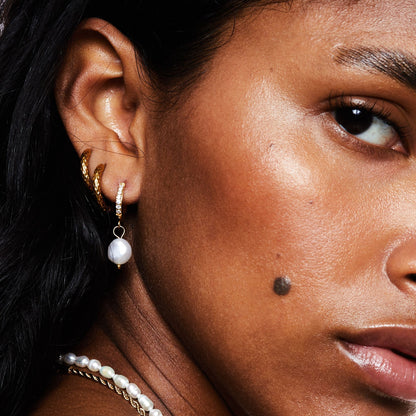 Zirconia Hoops with Baroque Pearl