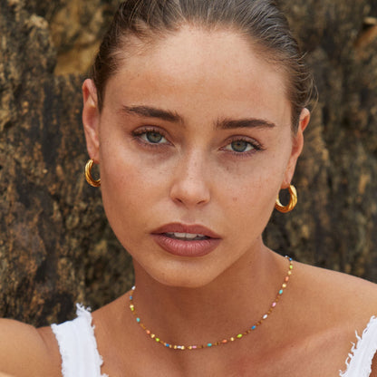 Painted Rainbow Bead Choker