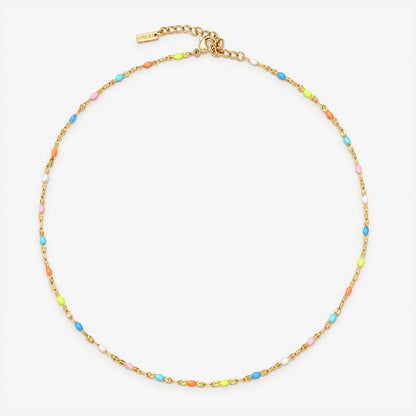 Painted Rainbow Bead Choker