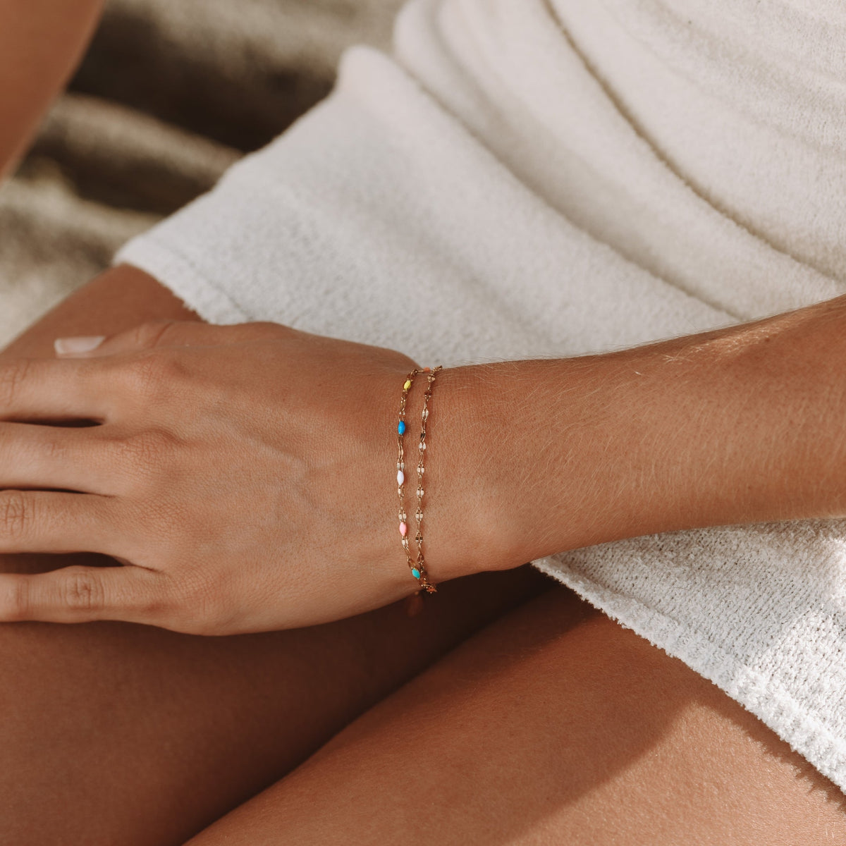 Painted Rainbow Bead Bracelet