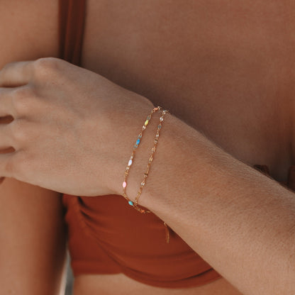 Painted Rainbow Bead Bracelet